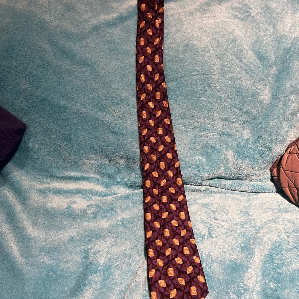 Robert Talbott Purple and Gold Geometric Tie